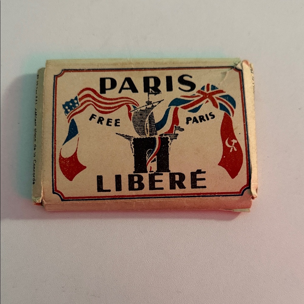 Vintage 'Paris Libere' Patriotic Tin Box - Red, Blue, Black